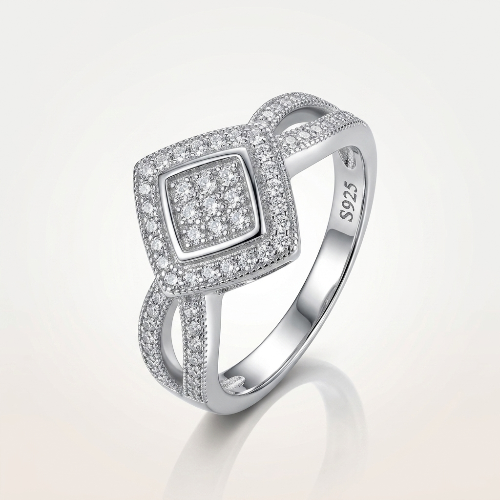 Pave Diamond Halo Ring