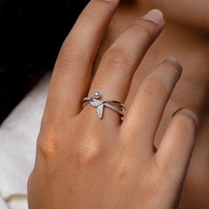 Leaf Pearl Ring