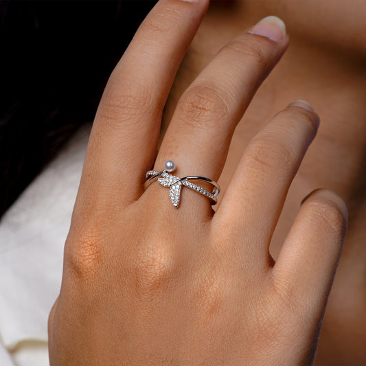 Leaf Pearl Ring