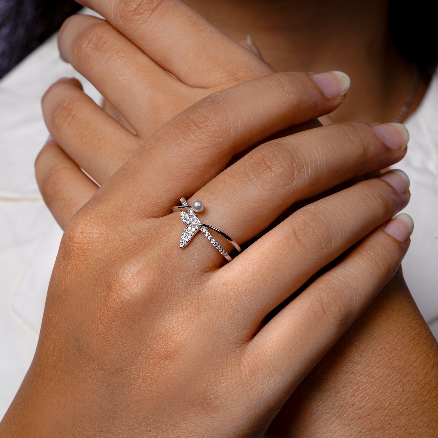 Leaf Pearl Ring