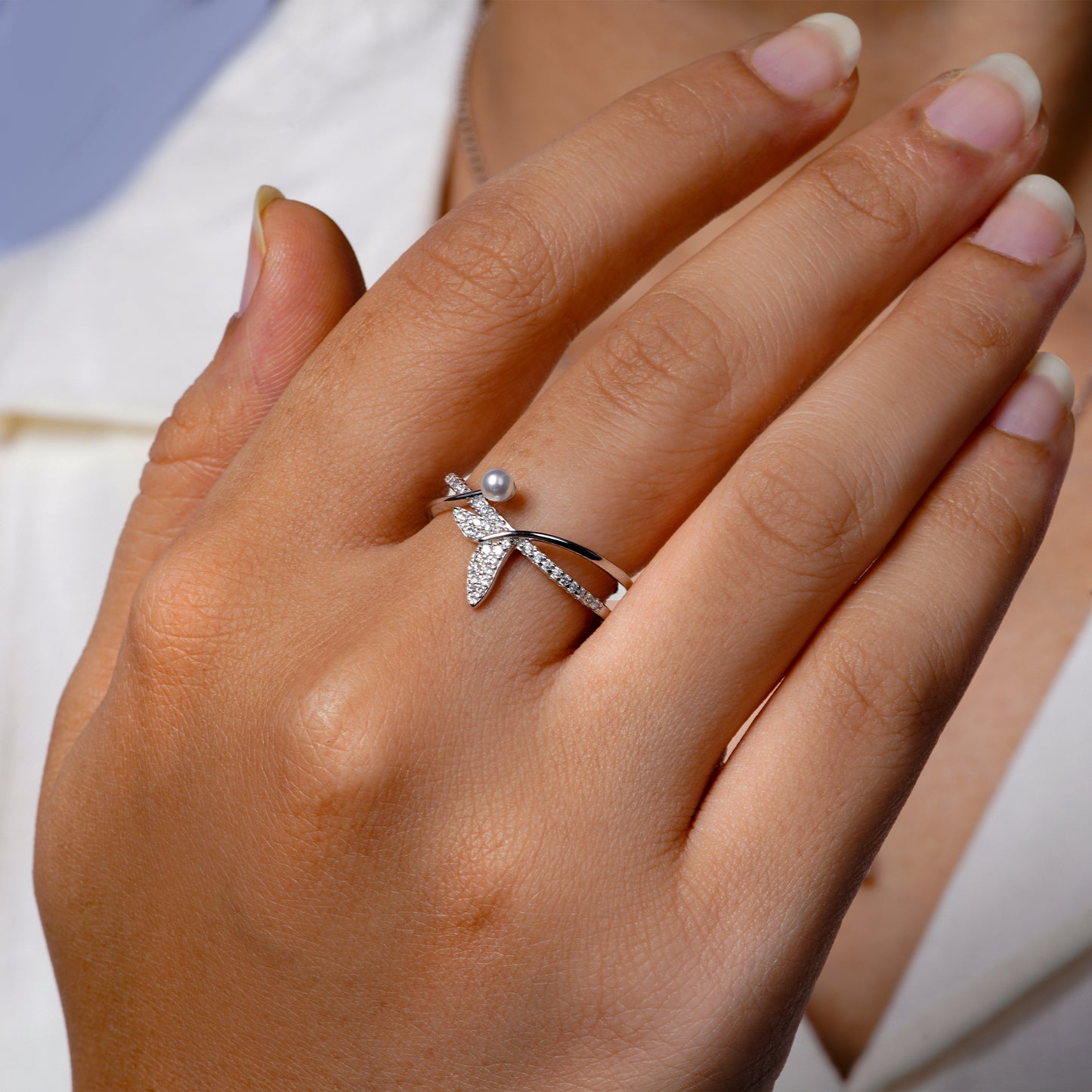 Leaf Pearl Ring