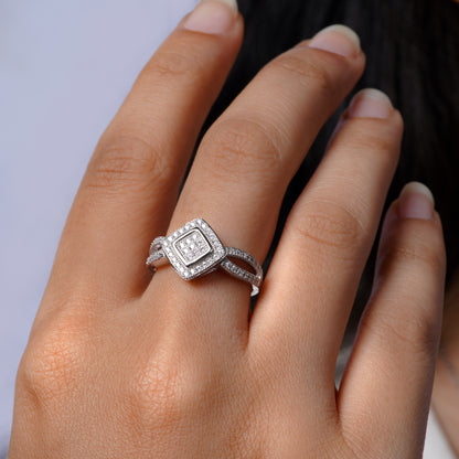 Pave Diamond Halo Ring
