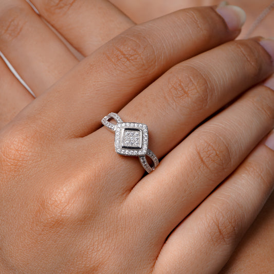 Pave Diamond Halo Ring