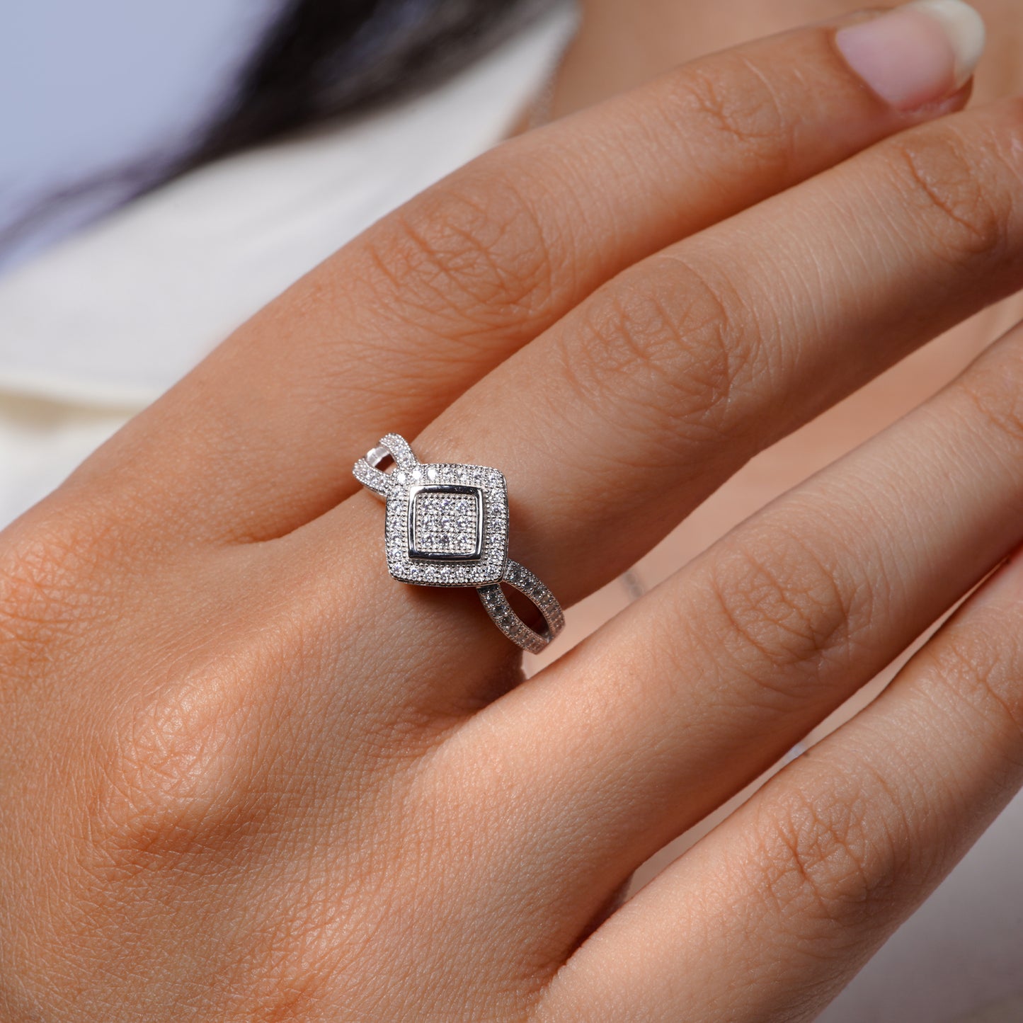 Pave Diamond Halo Ring