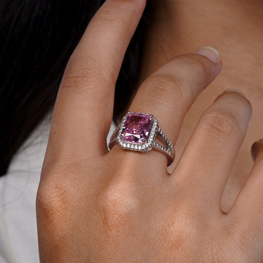 Glossy Pink Twilight Ember Ring