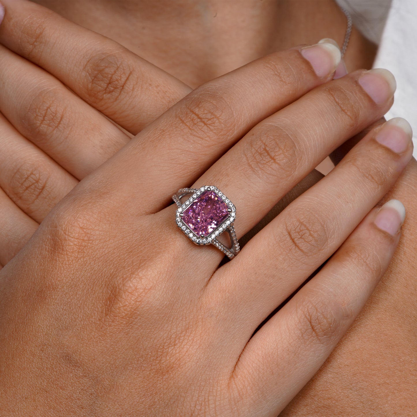 Glossy Pink Twilight Ember Ring