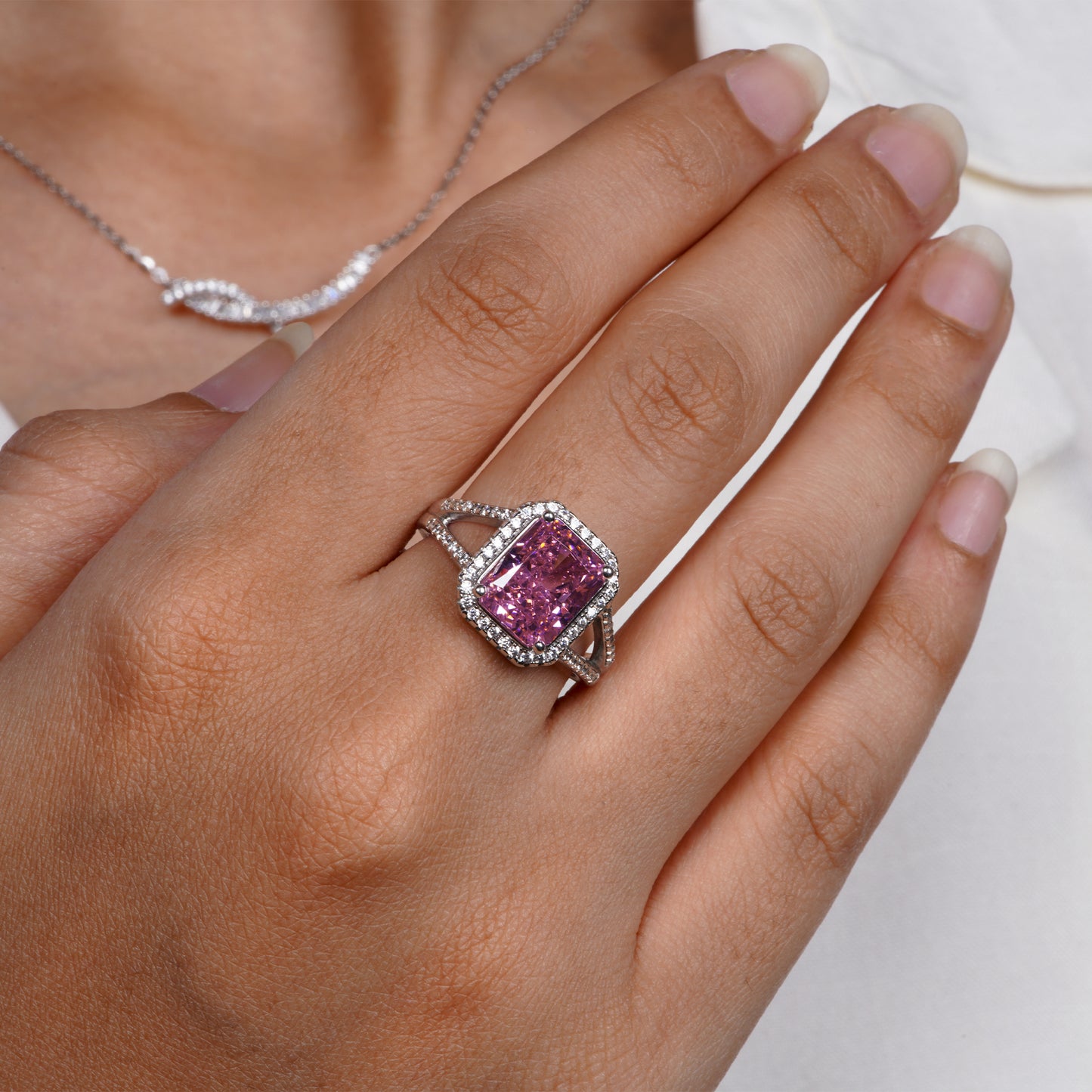 Glossy Pink Twilight Ember Ring