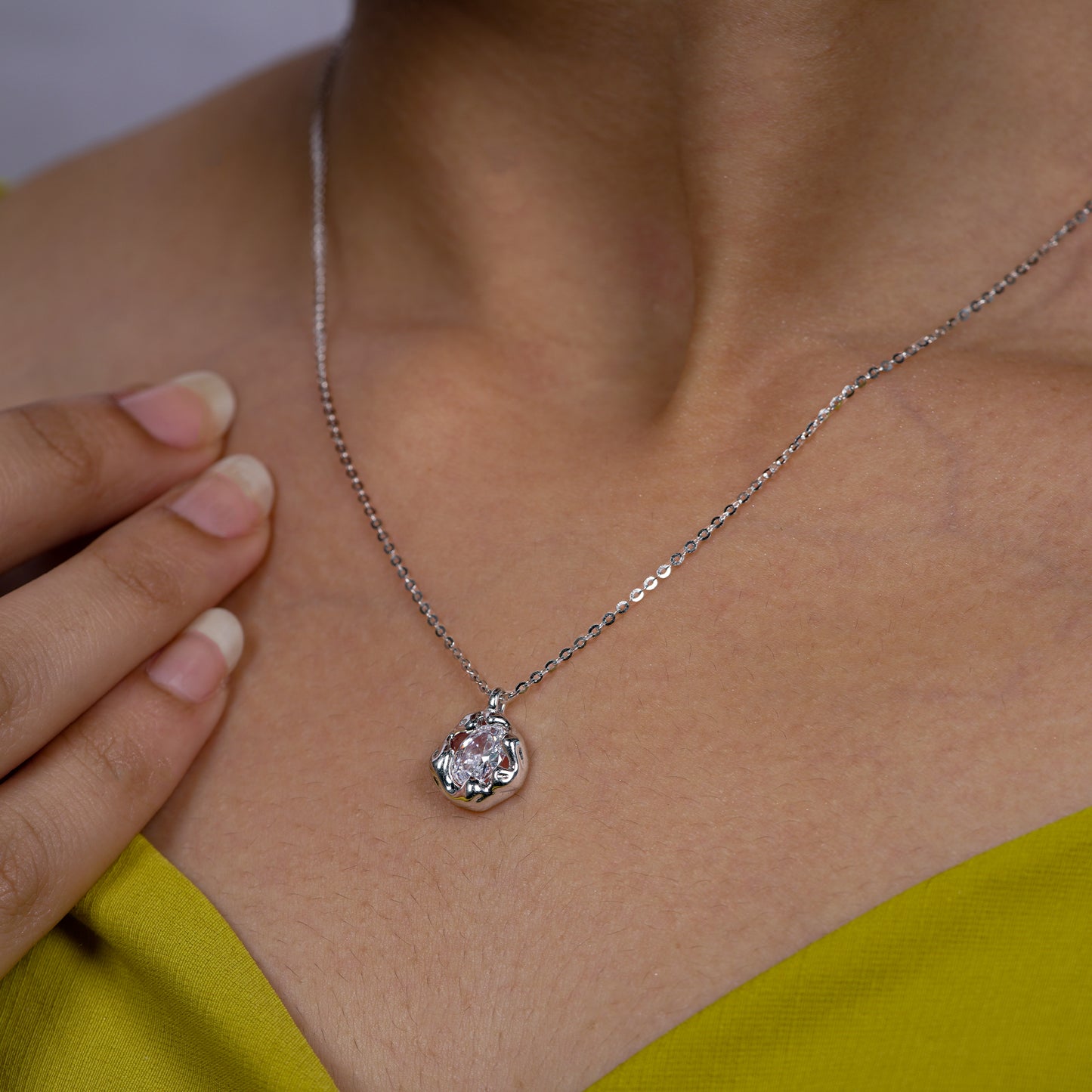 Eternal Flame Solitaire Pendant Necklace