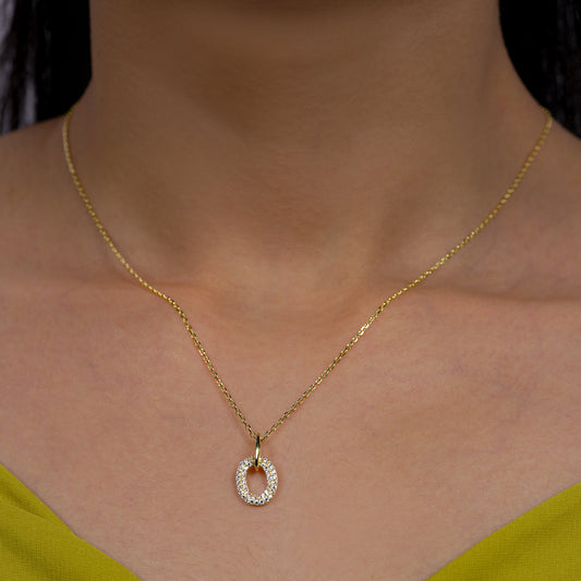 Luna Halo Oval Pendant Necklace