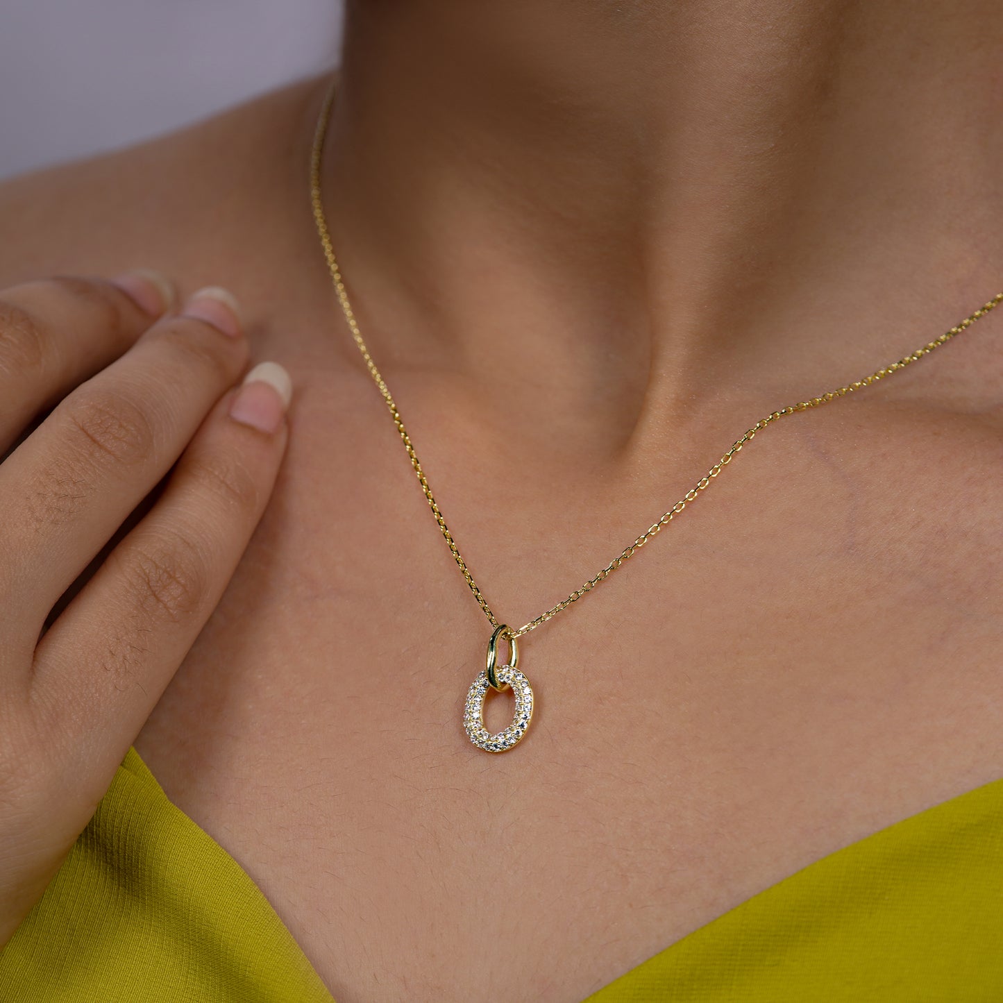 Luna Halo Oval Pendant Necklace