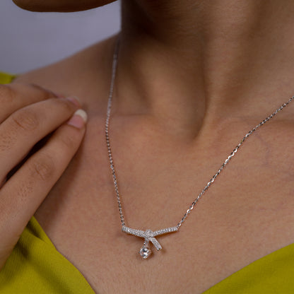 Elegant Diamond Bow Pendant Necklace