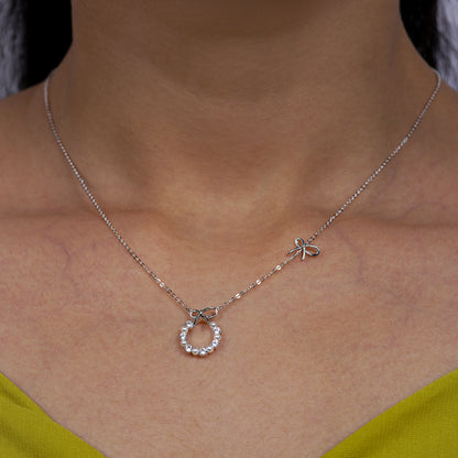 Whimsy Bow & Pearl Halo Necklace