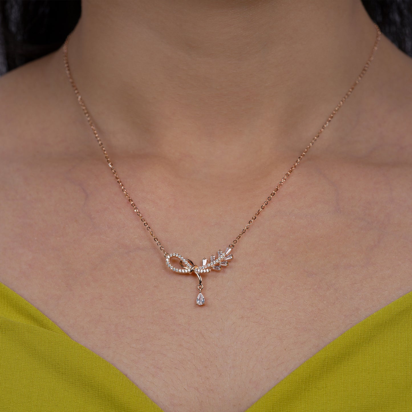 Crystal Bow Necklace & Earrings Set