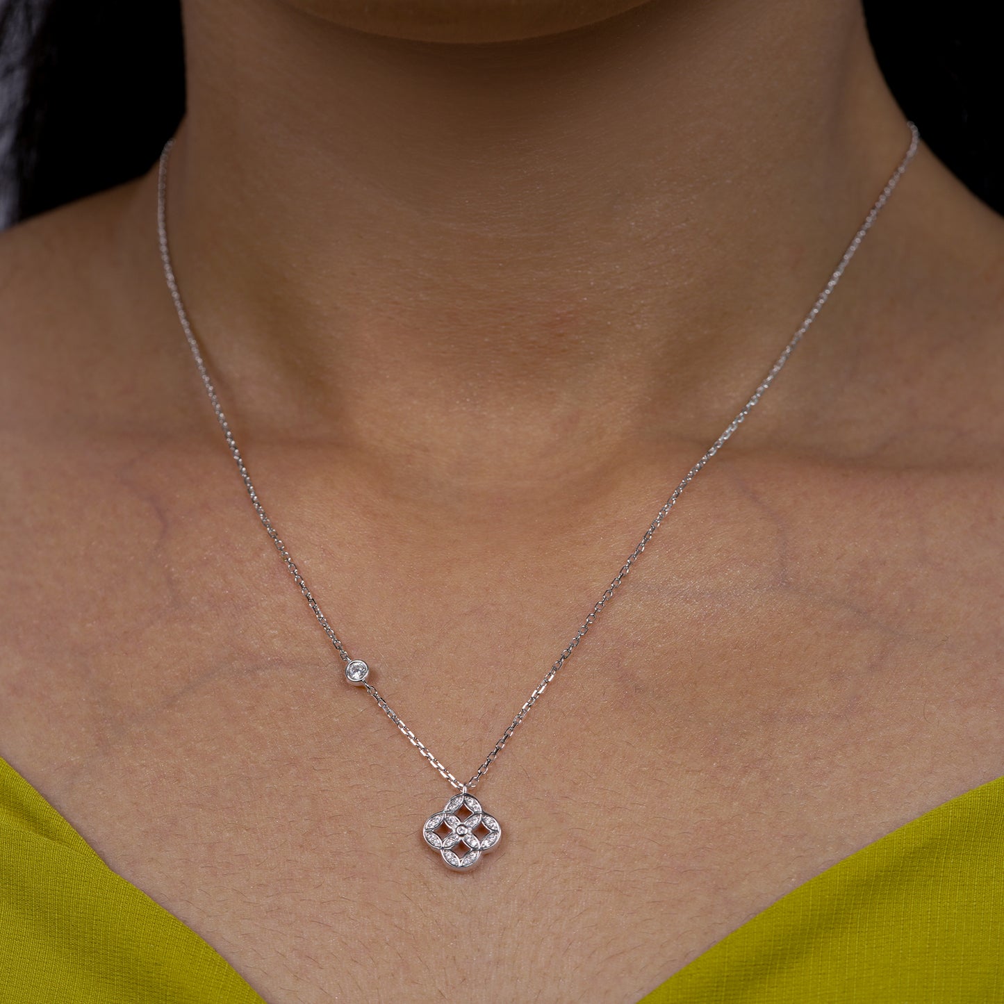 Diamond Lattice Pendant Necklace