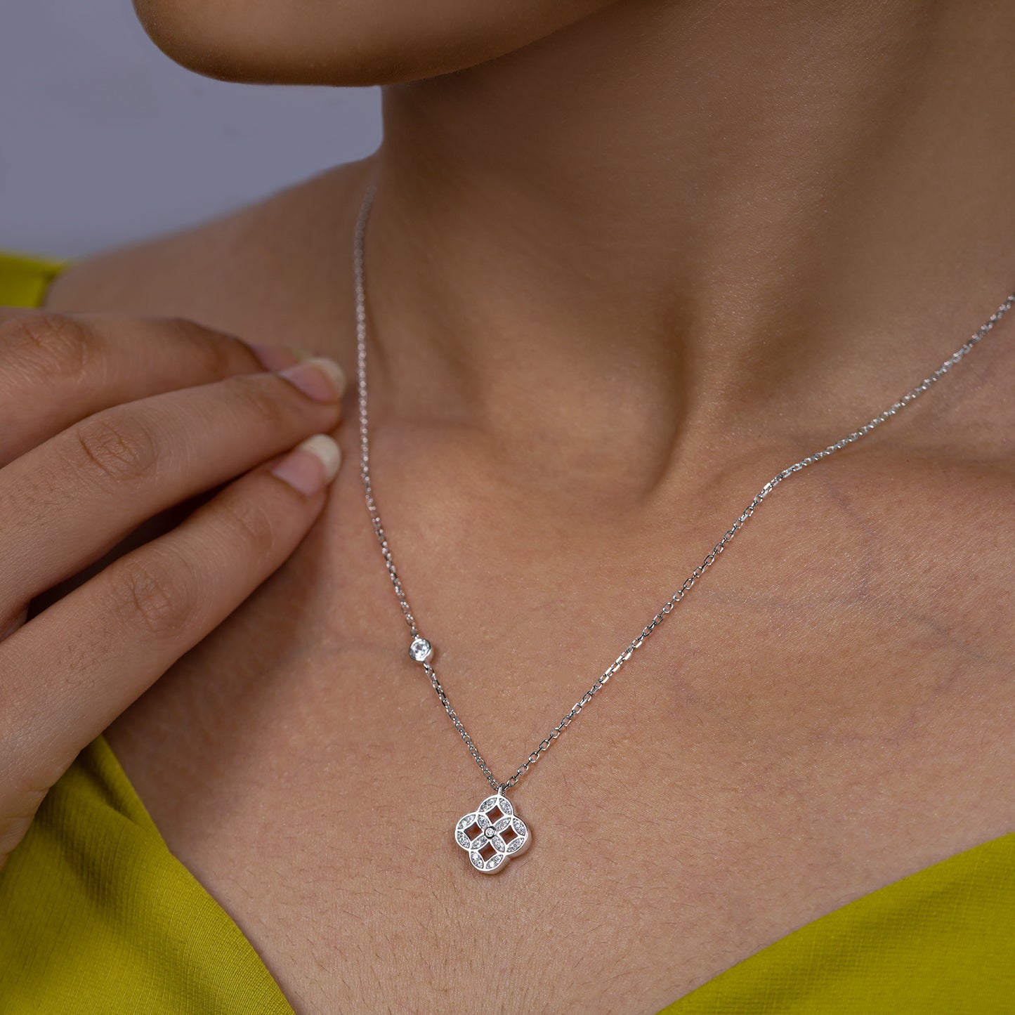 Diamond Lattice Pendant Necklace