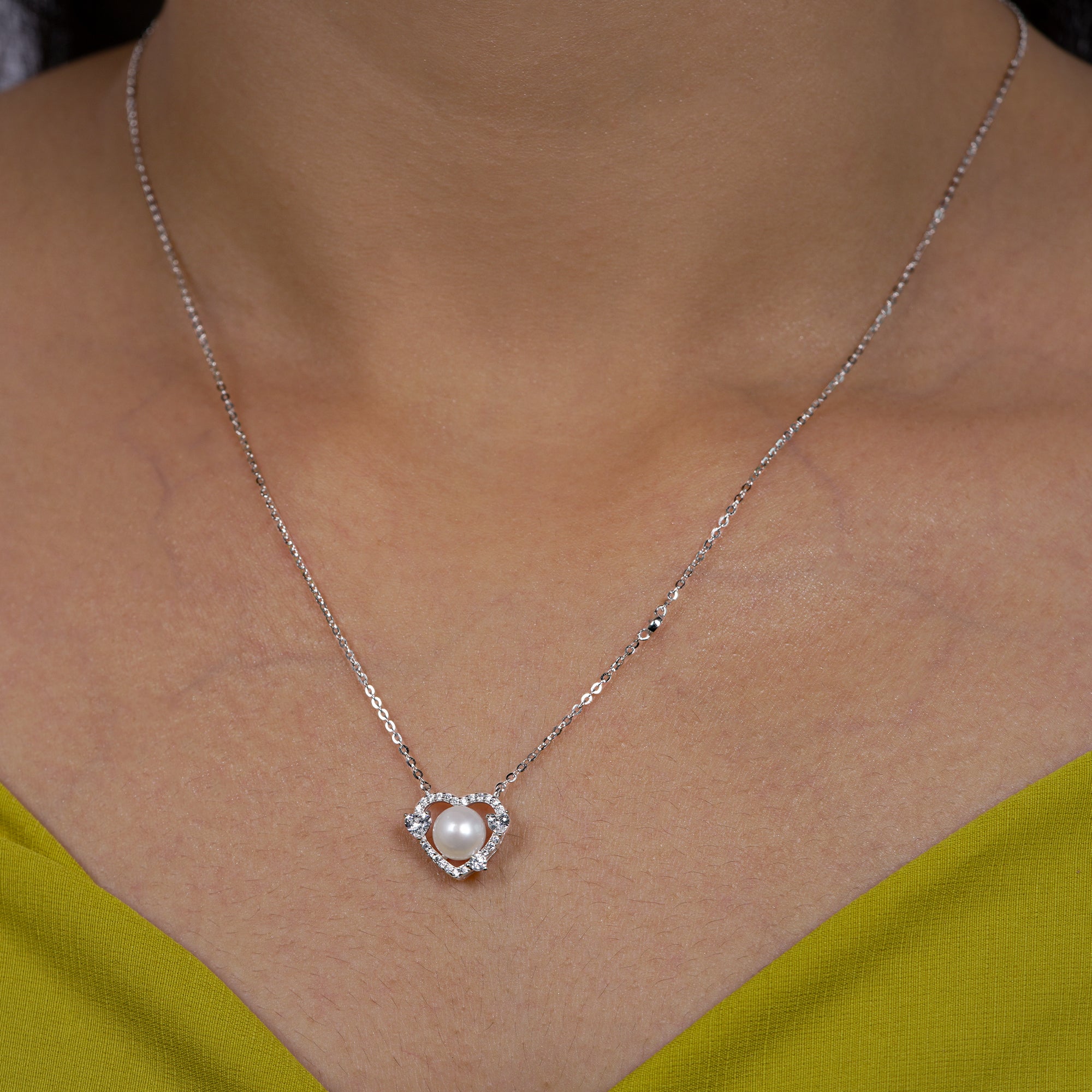 Pearl Embrace Heart Necklace