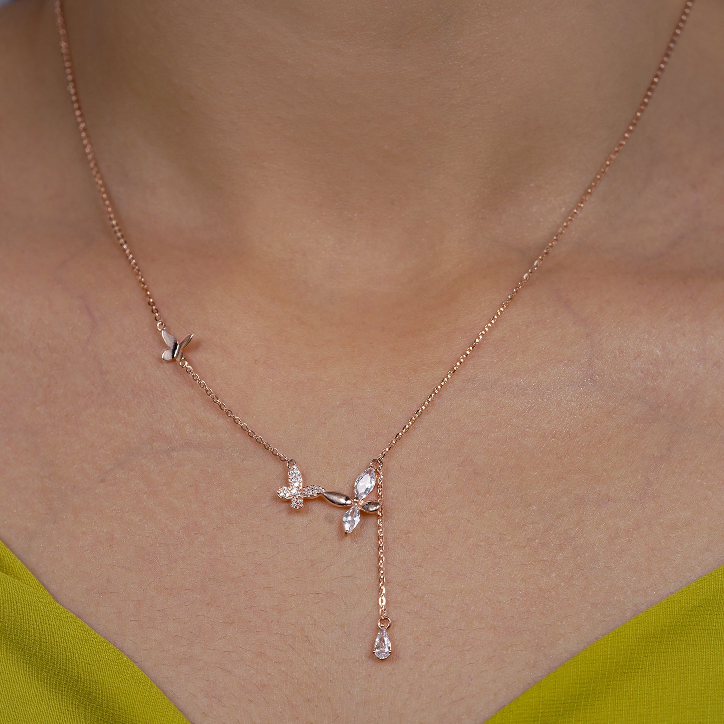 Crystal Butterfly Necklace, Earrings & Bracelet Set