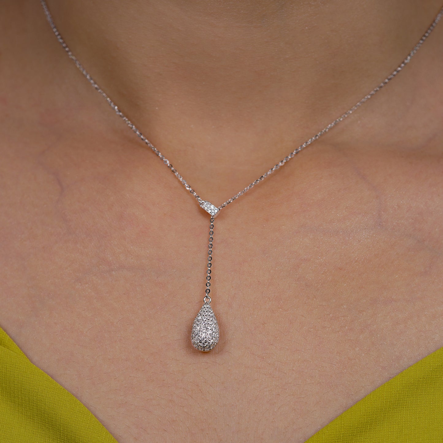 Crystal Dewdrop Lariat Necklace