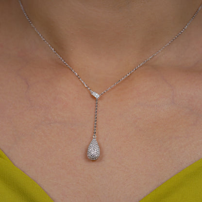 Crystal Dewdrop Lariat Necklace
