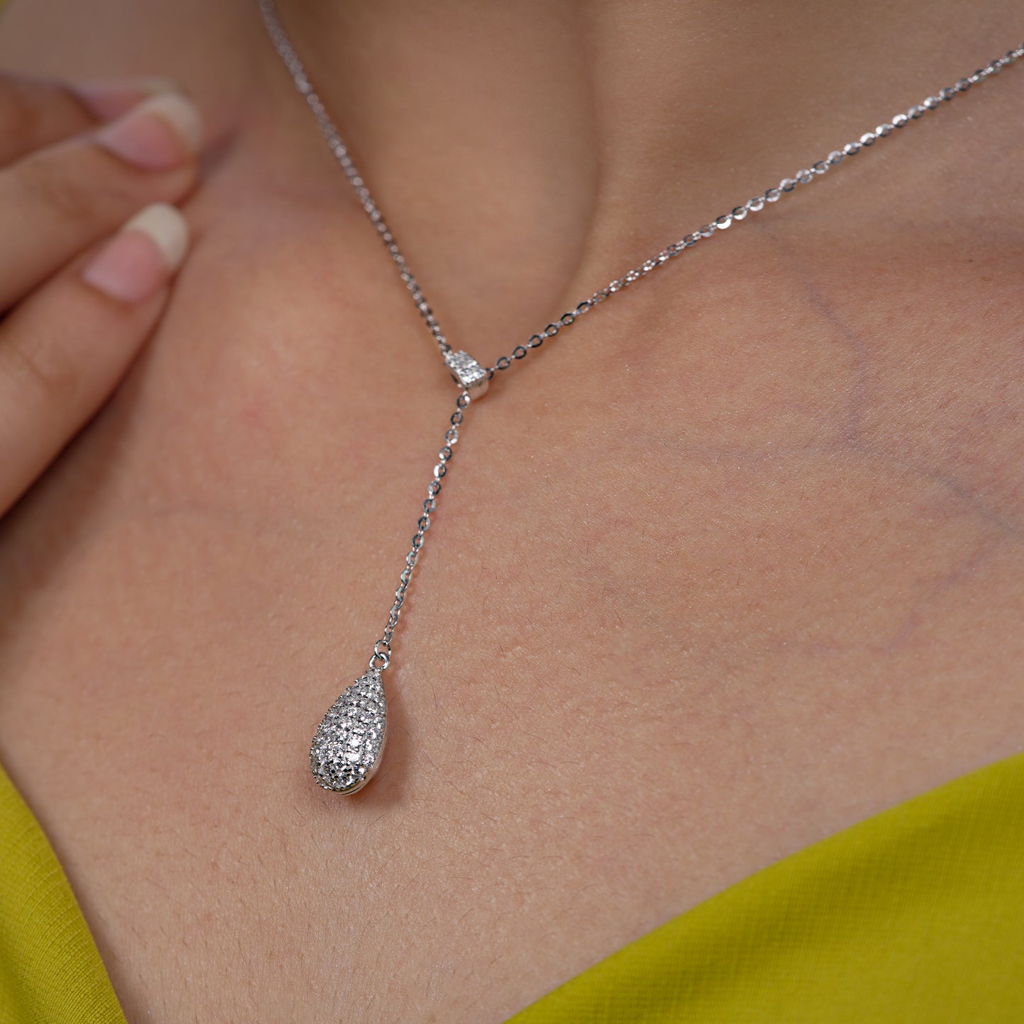Crystal Dewdrop Lariat Necklace