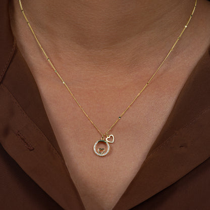 Eternal Bond Double Heart Circle Pendant