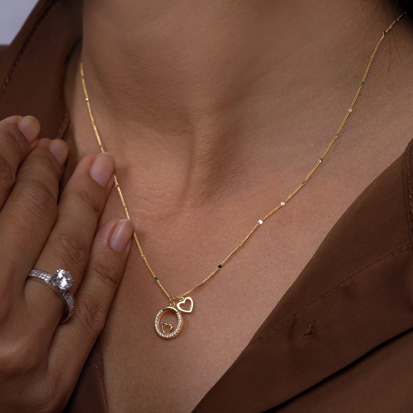 Eternal Bond Double Heart Circle Pendant