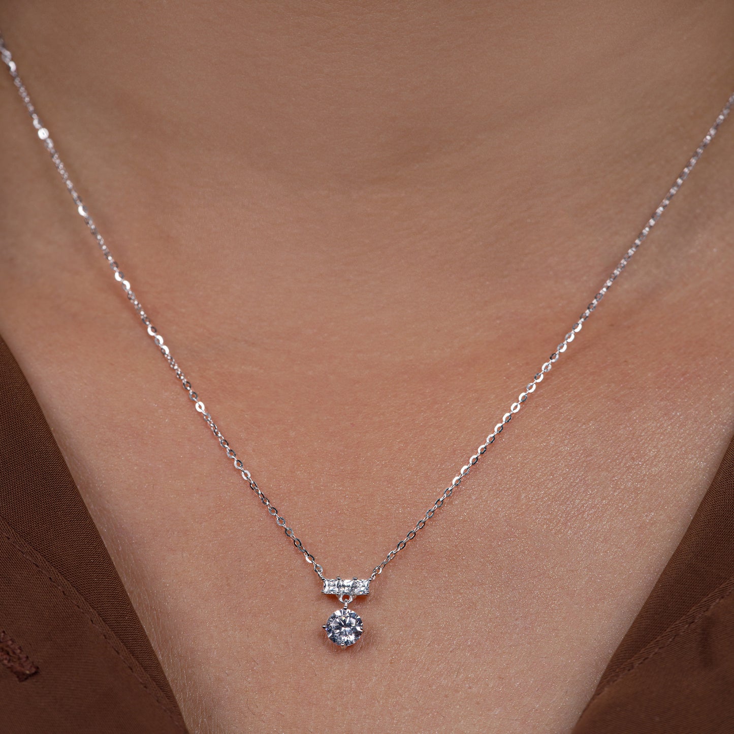 Luna Teardrop Solitaire Pendant Necklace
