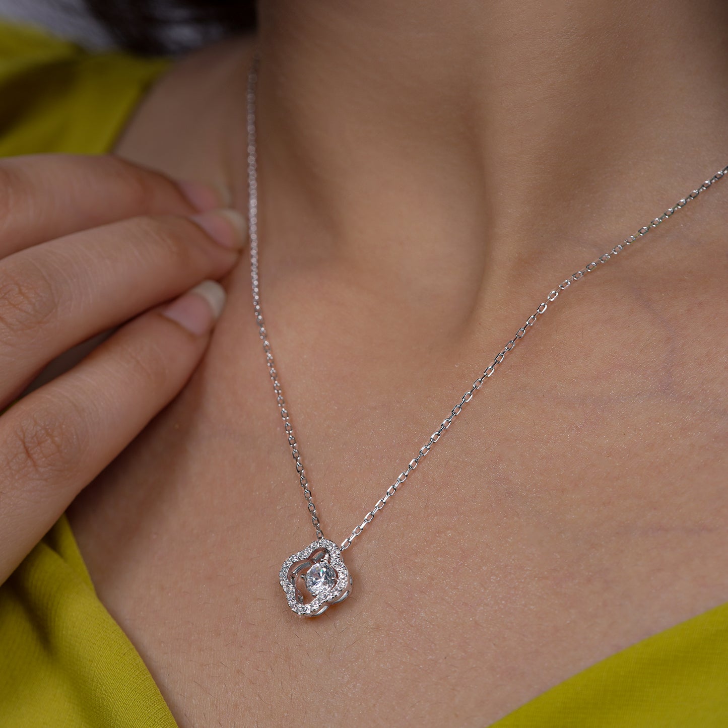 Radiant Halo Cluster Necklace