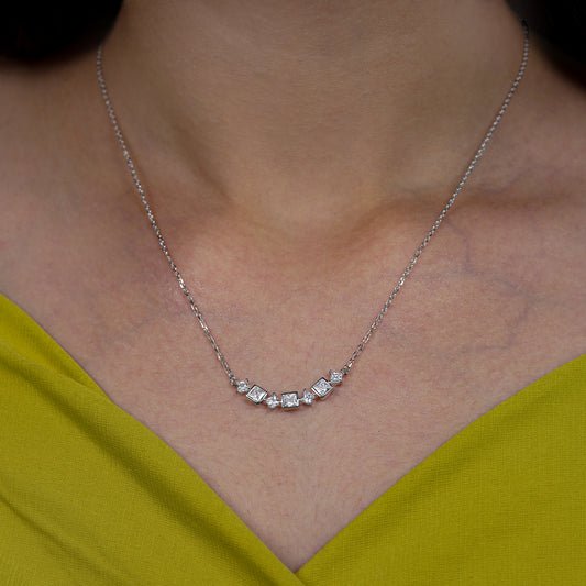 Celeste Princess Cut Bar Necklace