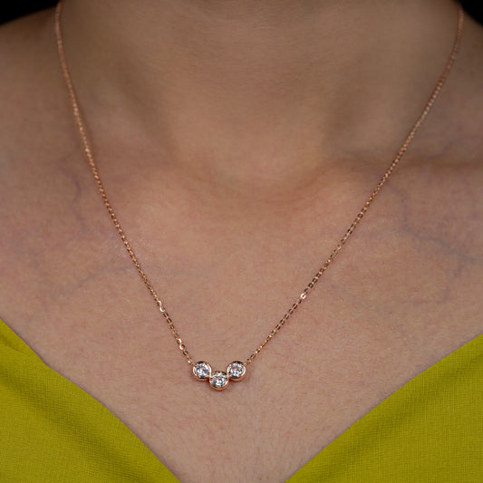 Trio Gleam Bezel-Set Crystal Necklace
