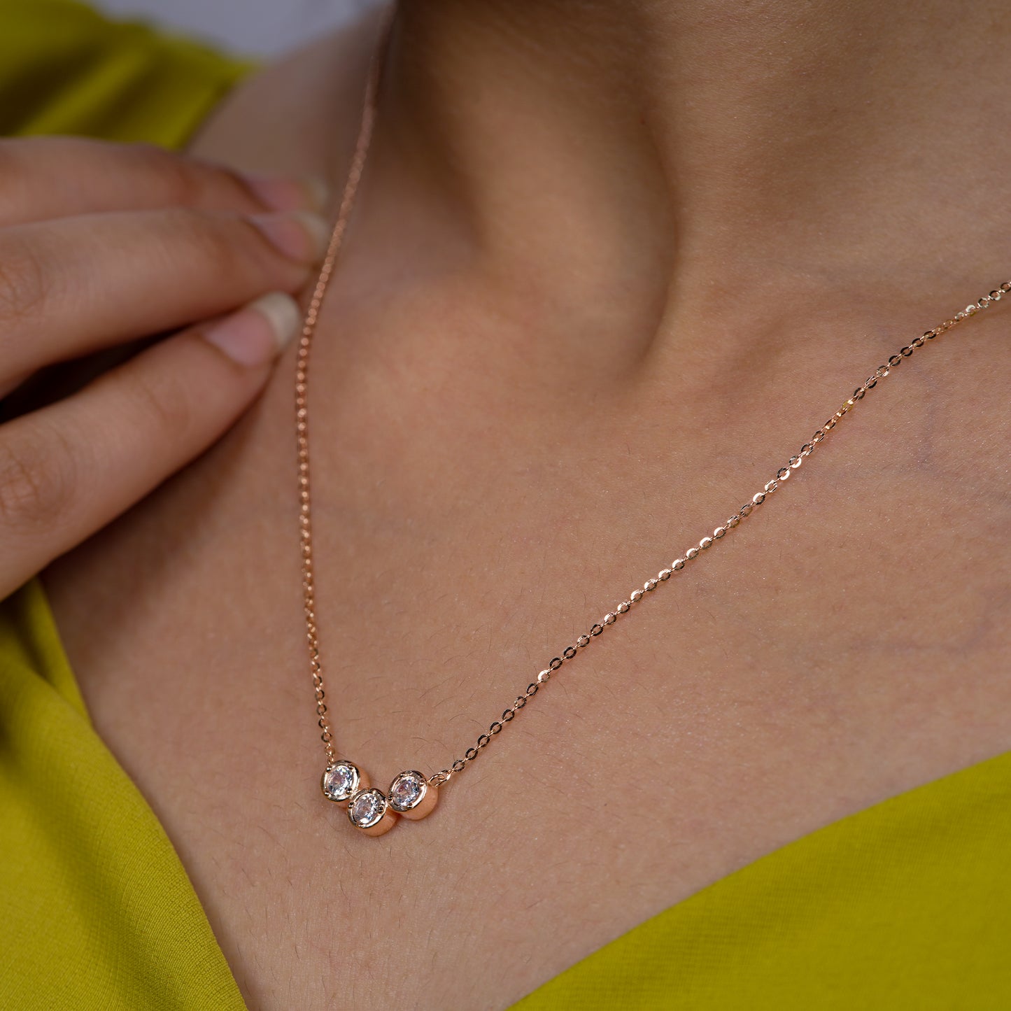 Trio Gleam Bezel-Set Crystal Necklace