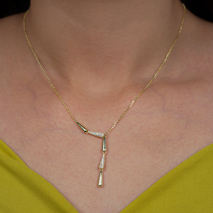 Gold Y-Necklace & Threader Earrings Set