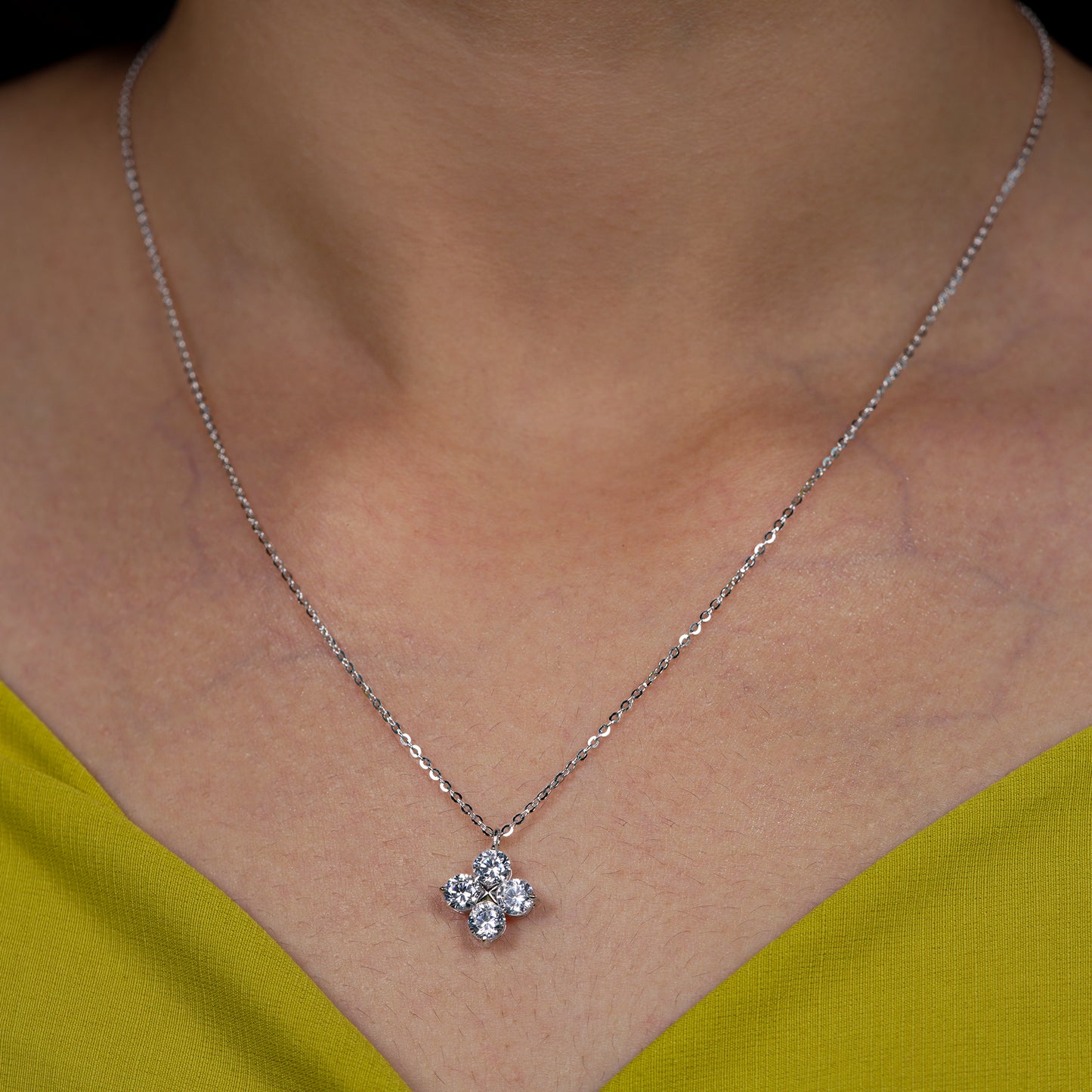 Diamond Blossom Cluster Necklace