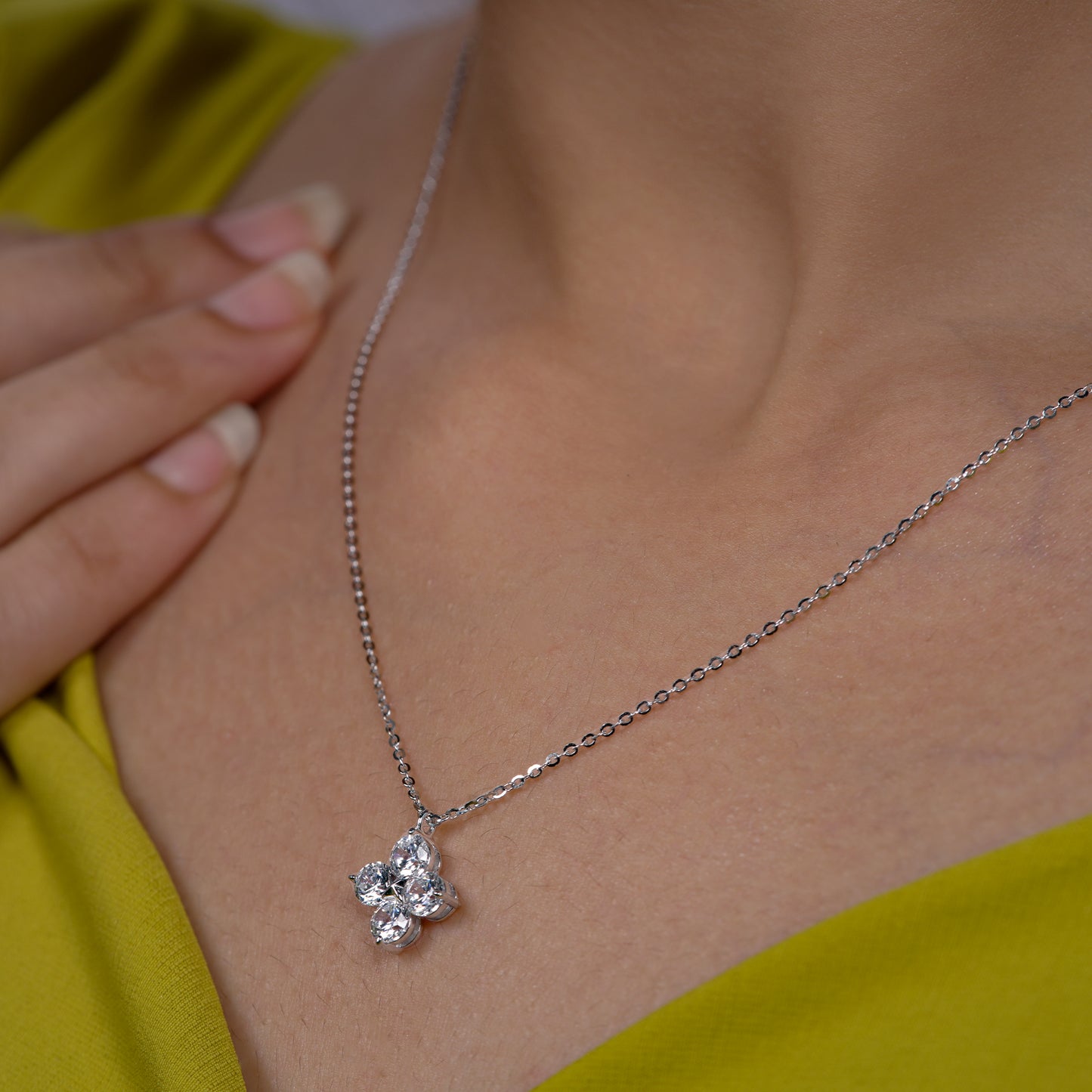 Diamond Blossom Cluster Necklace
