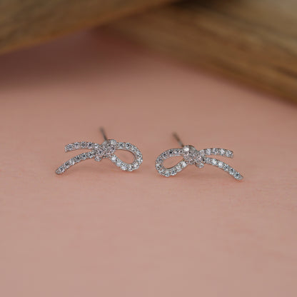 Graceful Whisper Ribbon Stud Earrings