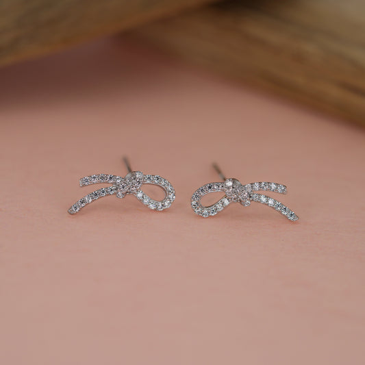 Graceful Whisper Ribbon Stud Earrings