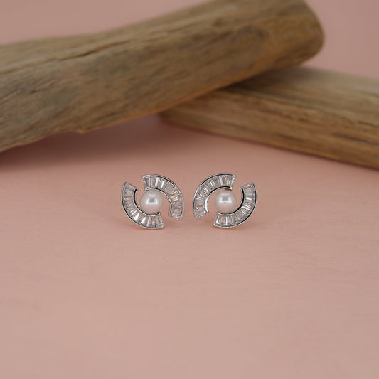 Luna Petal Pearl Stud Earrings