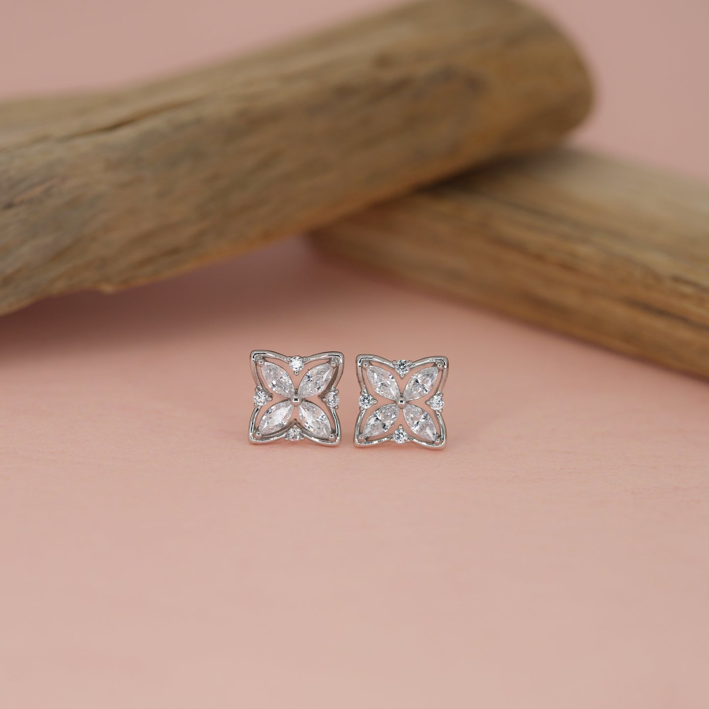 Lustrous Fleur Diamond Studs