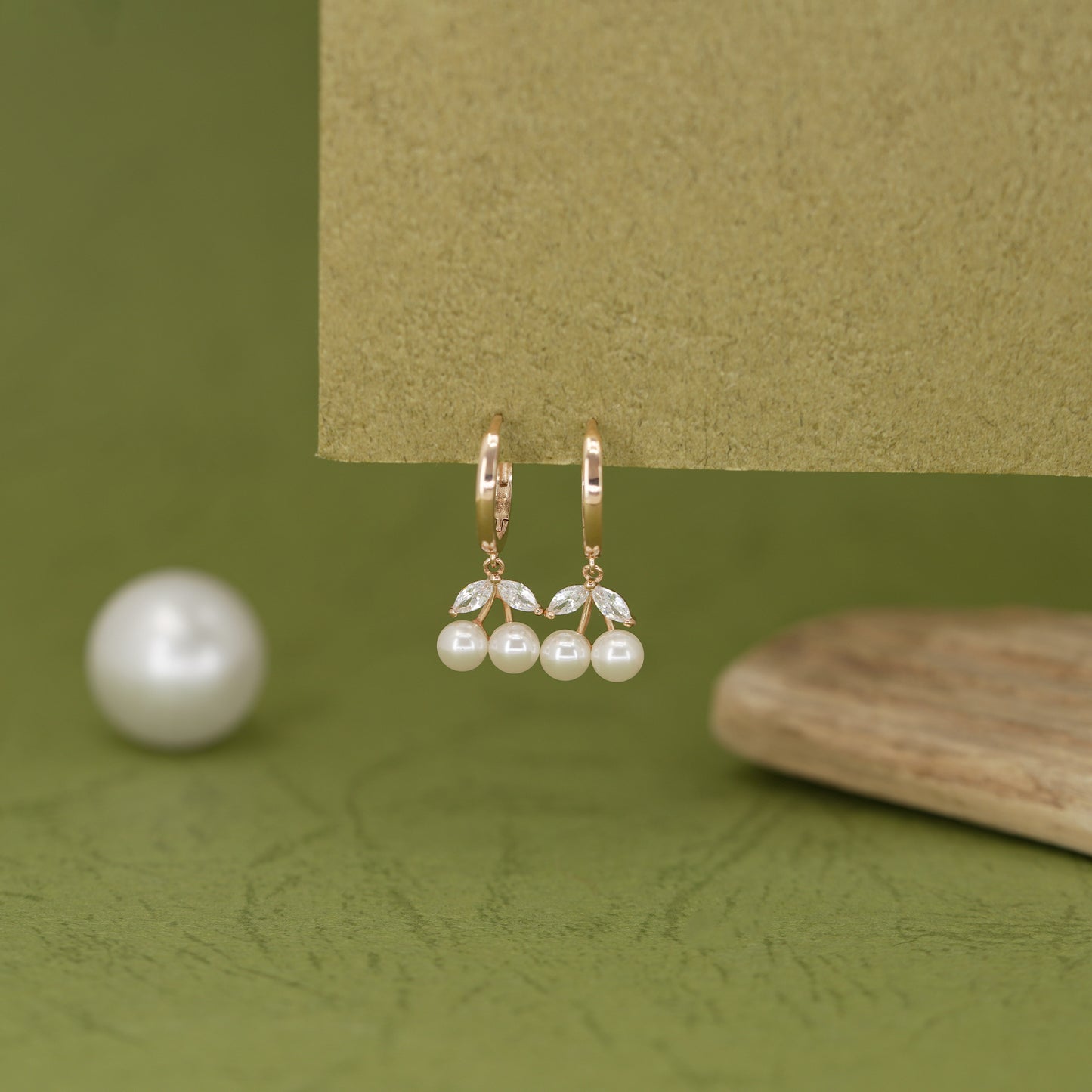 Duo Pearl Charm Hoop Earrings