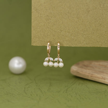 Duo Pearl Charm Hoop Earrings