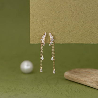 Celestia Rose Gold Chain Drop Ear Climbers