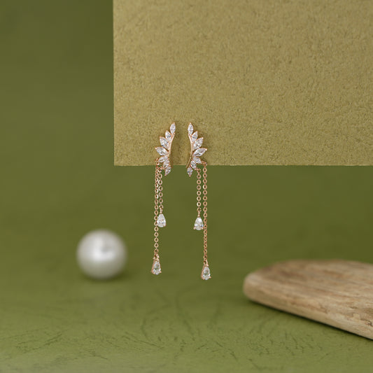 Celestia Rose Gold Chain Drop Ear Climbers
