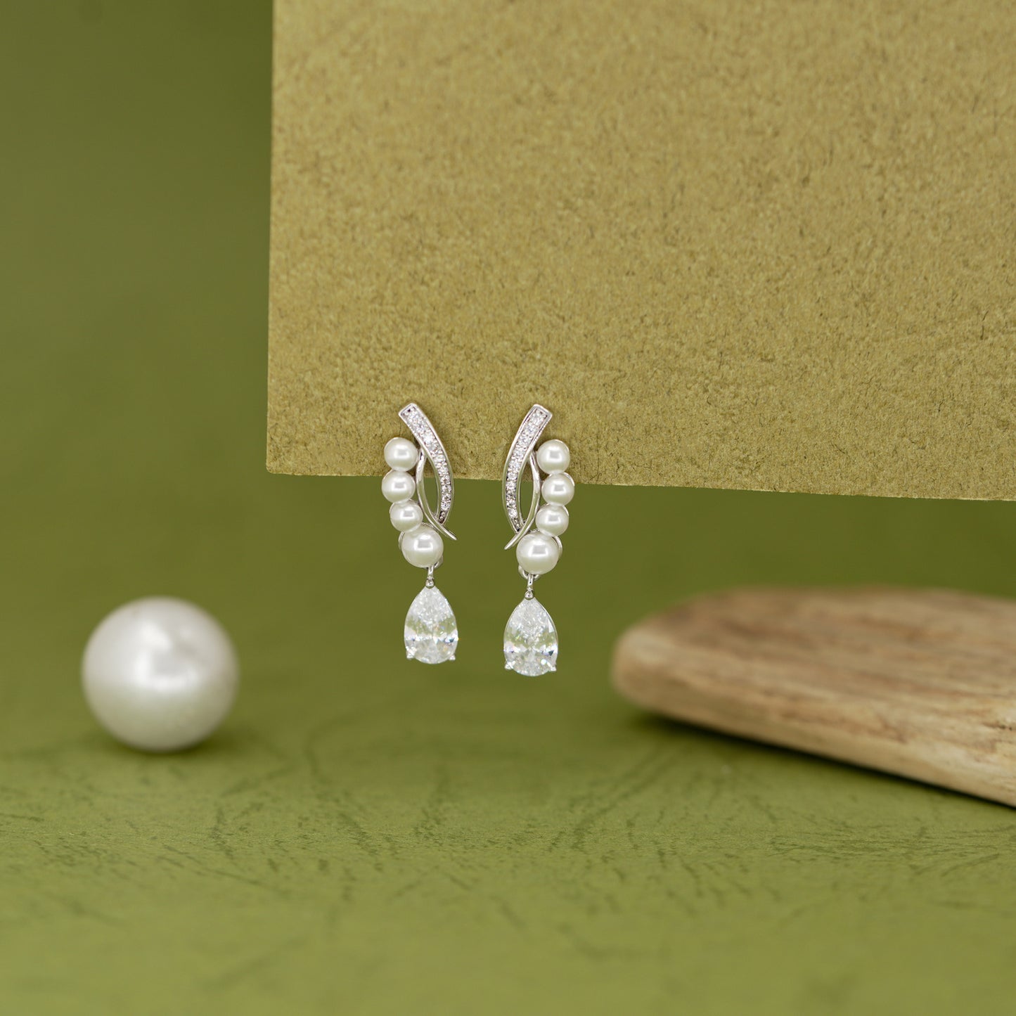 Aurora Teardrop Pearl & Crystal Earrings