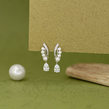 Aurora Teardrop Pearl & Crystal Earrings