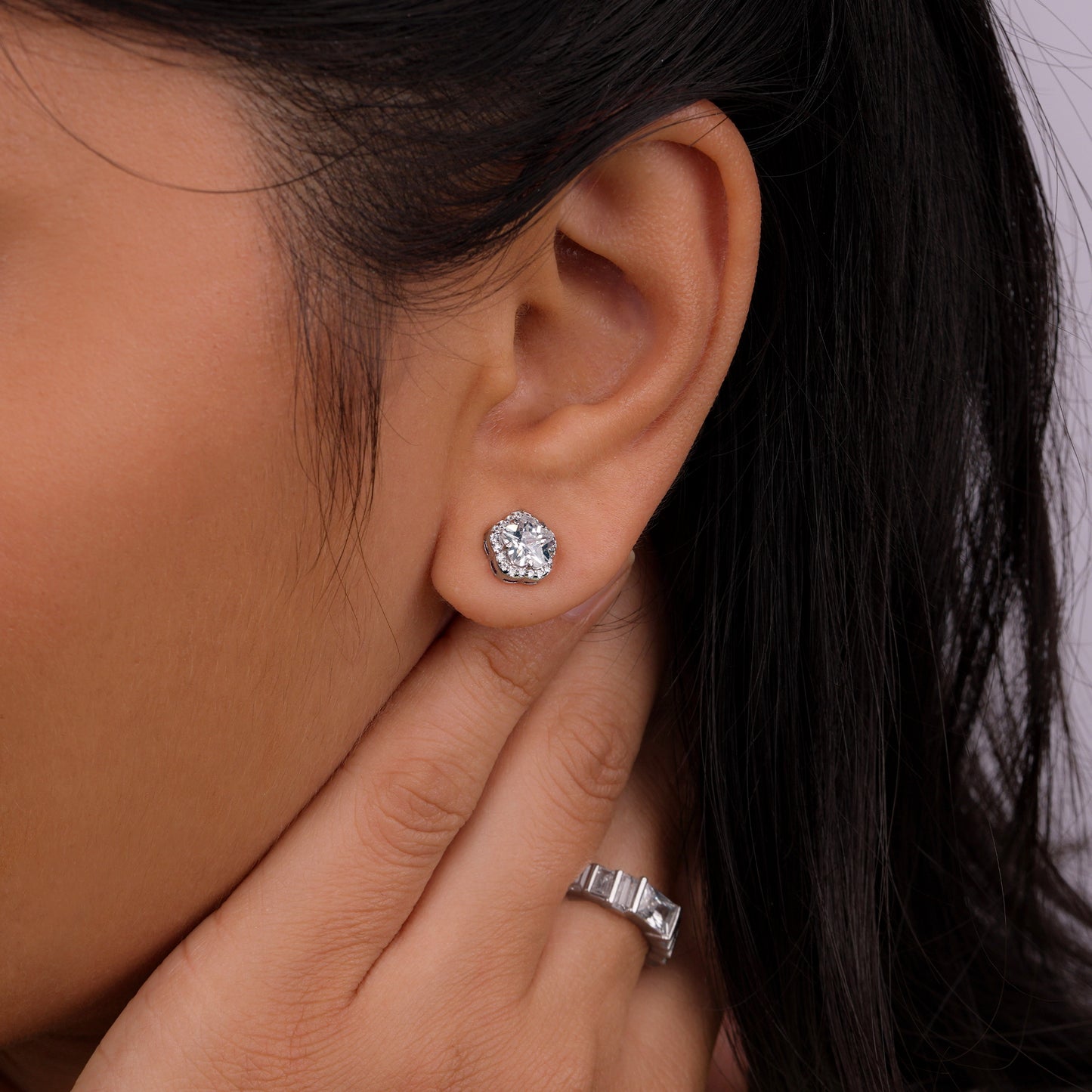 Lustro Classic Crystal Halo Stud Earrings