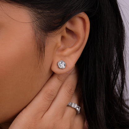 Lustro Classic Crystal Halo Stud Earrings