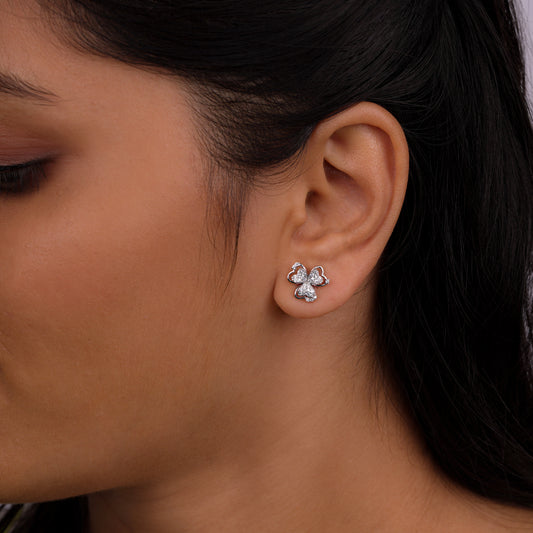 Blossom Gleam Silver-Tone Floral Stud Earrings