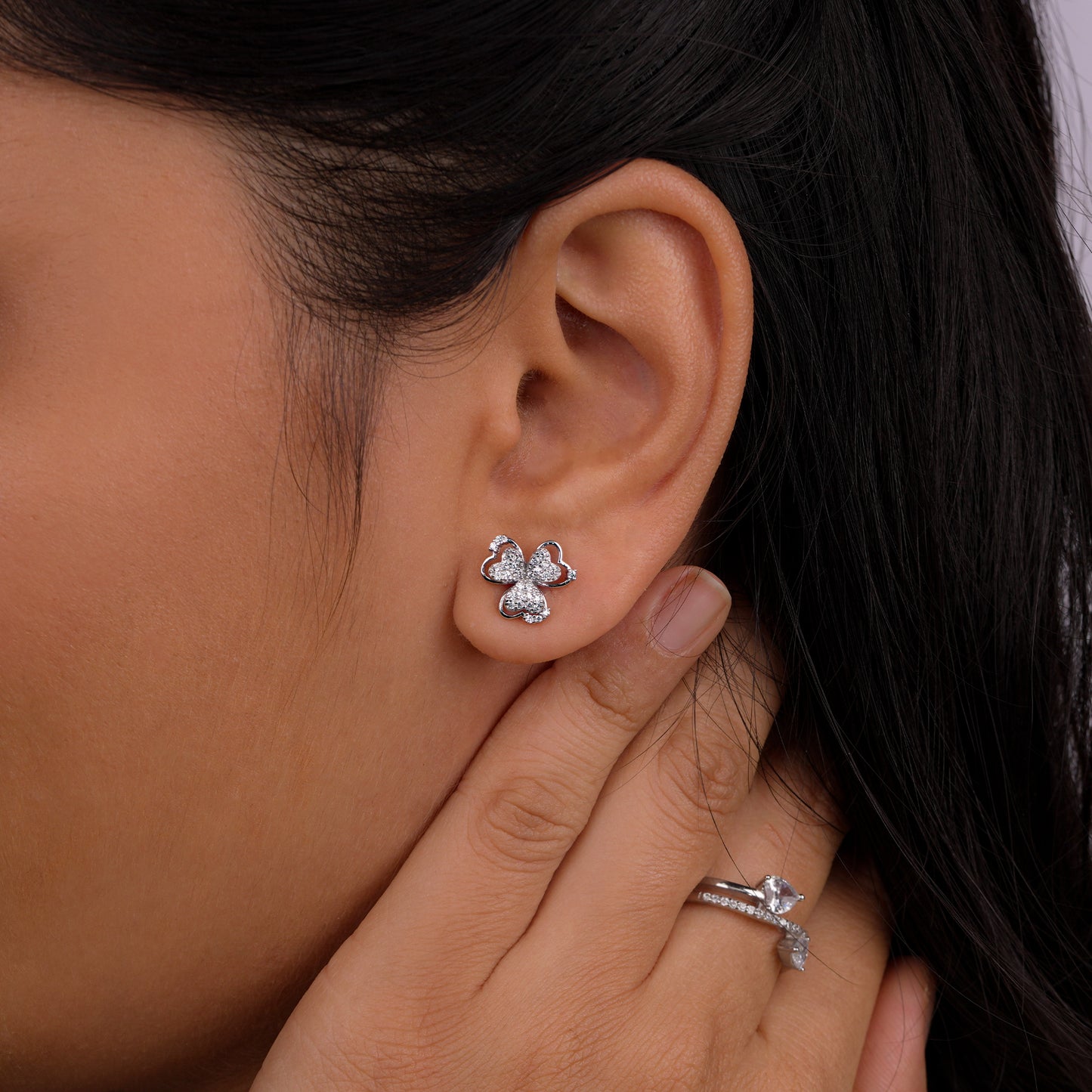 Blossom Gleam Silver-Tone Floral Stud Earrings