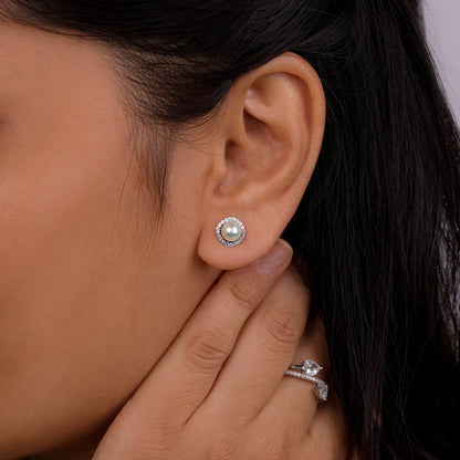 Luna Glow Sterling Silver Pearl Studs