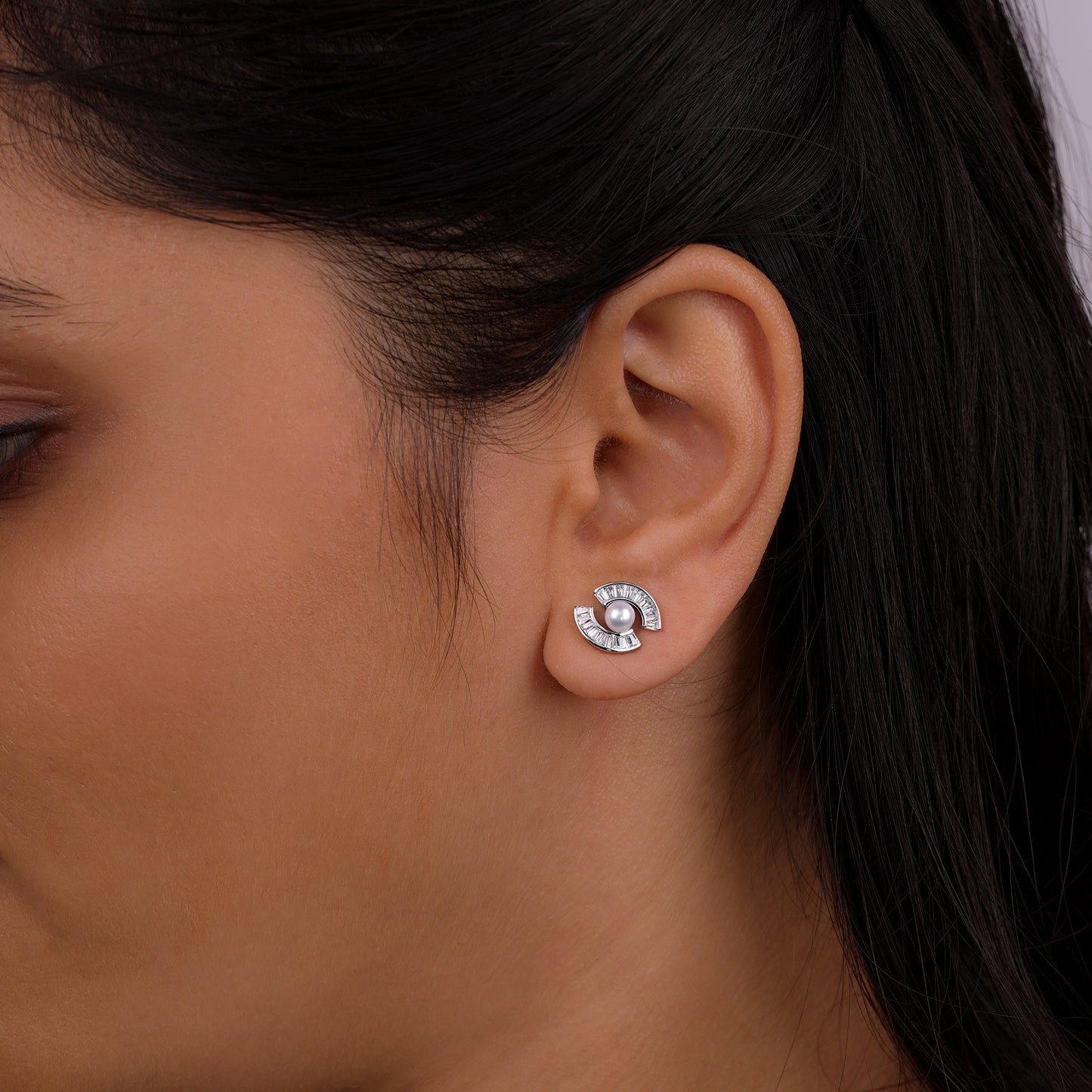 Luna Petal Pearl Stud Earrings